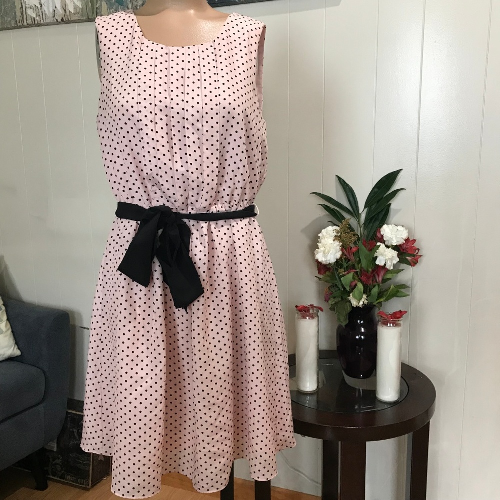 Forever21 Pink with Black Polka Dot Dress & Bow